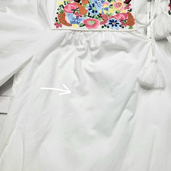 J. Crew Cotton Poplin Tunic Dress Farmer's Market Embroidery White Floral Small - Picture 10 of 13